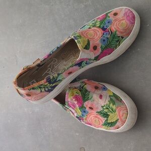 Rifle Paper Keds Women's Floral Slip-On Sneakers - Pink and Green!